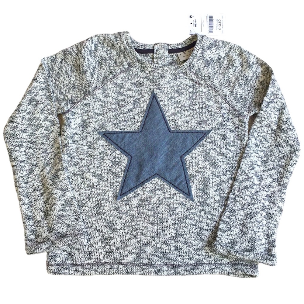 NEXT Direct Sweater Knit Pullover Girl’s 5 6 Star Appliqué Gray Marl